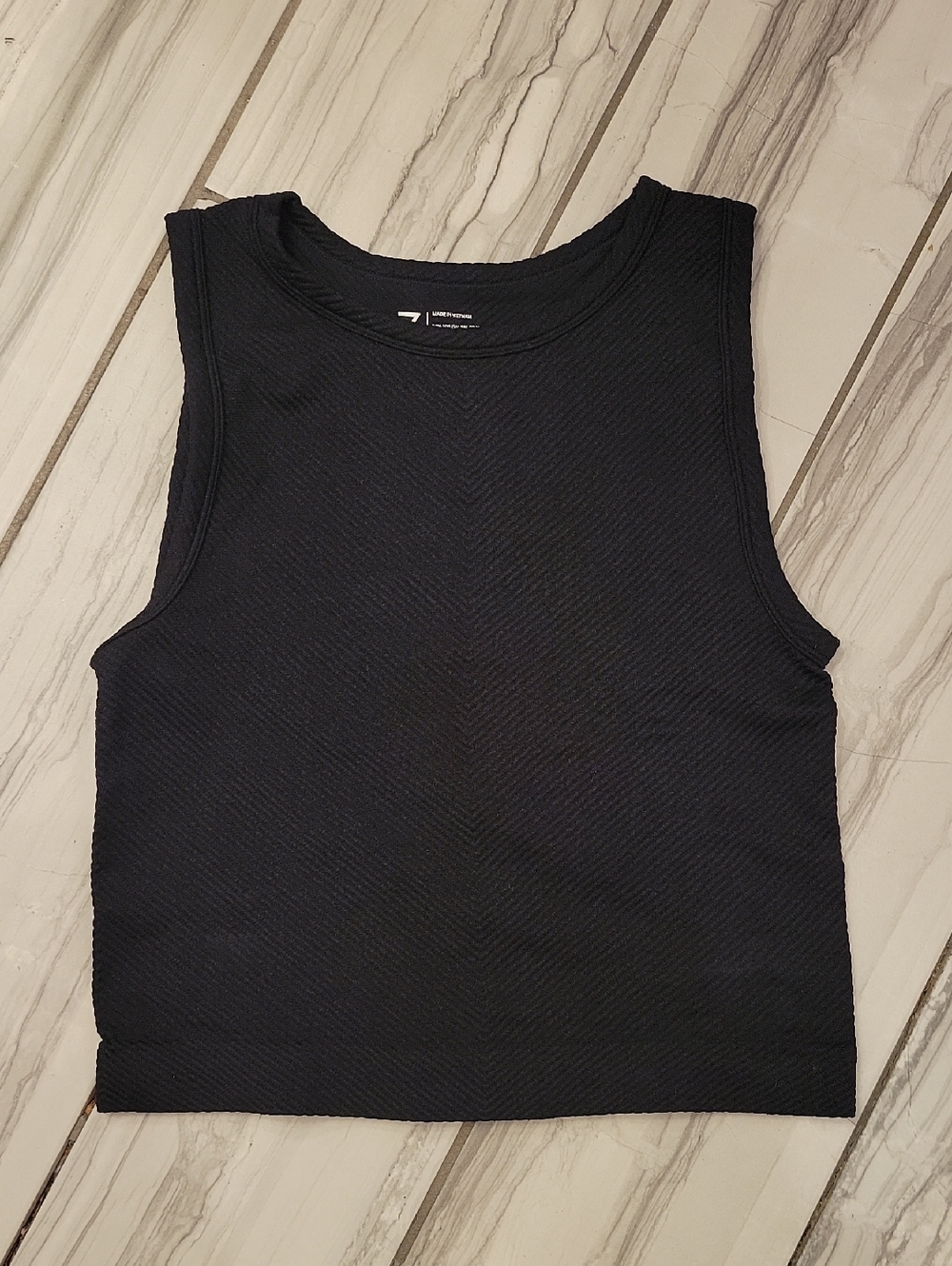 Black Textured Sleeveless Crop Tank